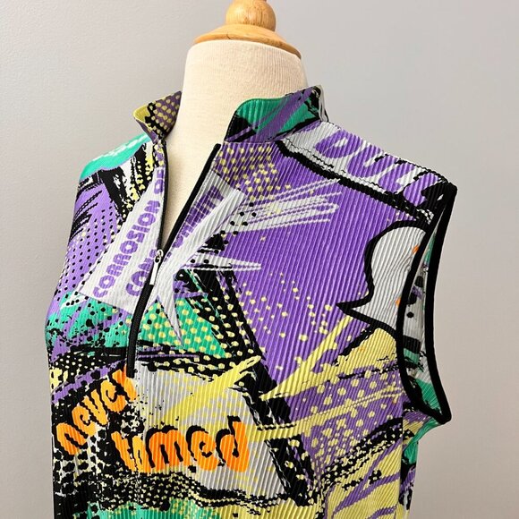 Jamie Sadock Retro 80s Vibe Abstract Sleeveless Top Sz XL - Picture 2 of 10